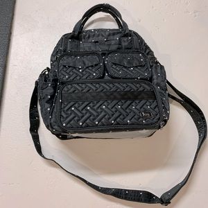 Lug Mini Puddle Jumper. Black & white polka dots.